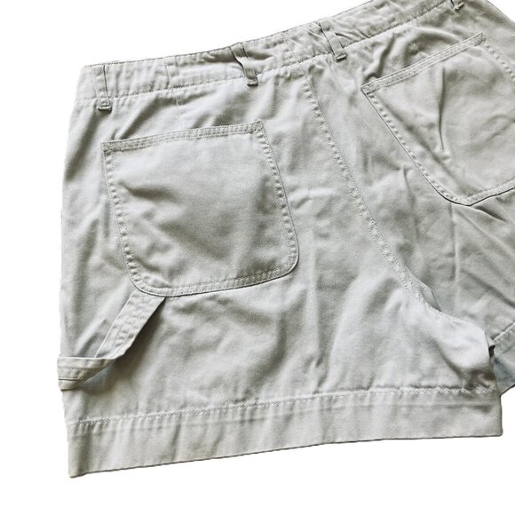 Easy Wear Chino Carpenter Shorts Stone Beige Mid-Rise Vintage 90s 32" Waist - Picture 3 of 7
